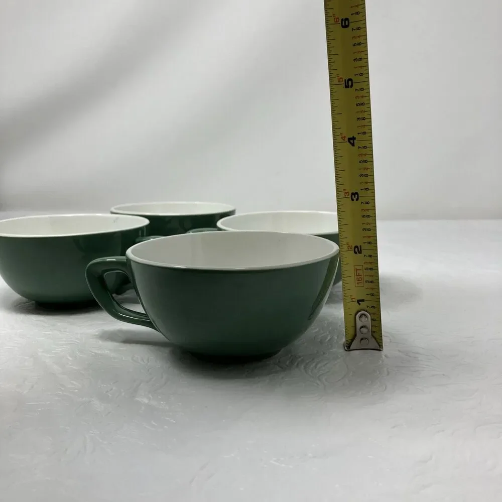 4 Taylor Smith Taylor Conversation Tea Cups Green And White